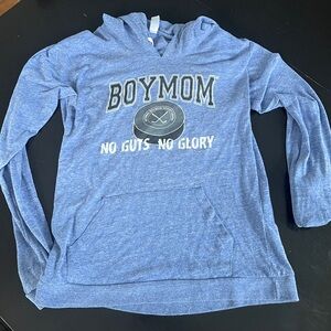 Boy mom hockey sweater shirt Heather Blue Hoodie